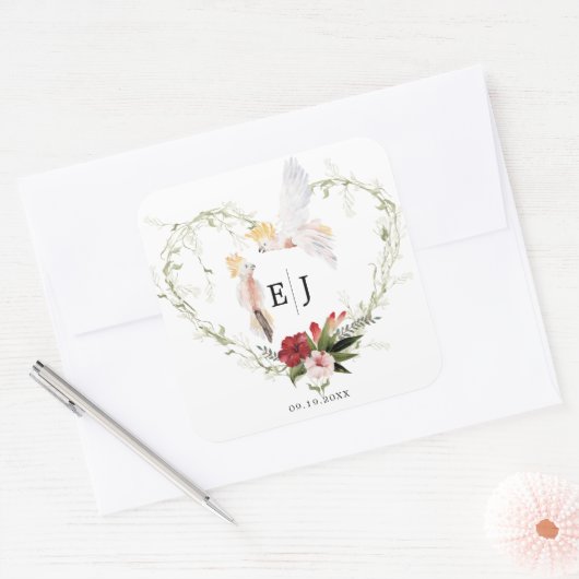 トロピカルビーチフローラパーム結婚式の引き出物 スクエアシール (封筒)