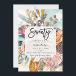 トロピカルビーチフローラ70th birthday party 招待状<br><div class="desc">オレンジ色のプロテアの花と70歳の誕生日の招待と葉一致するビーチの反対側の美しい熱帯ビーチの背景。簡単：使用可能な文字・フィールドを編集または削除し、プロフェッショナルおよび完了用の独自の詳細で情報をパーソナライズすカスタムる方法。このbohoコレクションではマッチングビーチが用意されている。お店に行って、差出人住所ラベル、ステッカー、封筒など幅広いラインナップをご覧ください。</div>