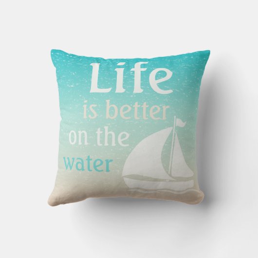 トロピカルビーチブルーウォーターサンドいかりセーリングボート クッション (裏面)