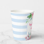 トロピカルビーチブルーストライプフローラ誕生日 紙コップ (右)