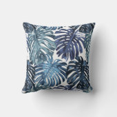 トロピカルビーチブルーホワイトパーム葉ズ クッション (裏面)