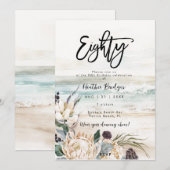 トロピカルビーチプロテア 80歳の誕生日パーティー招待状 招待状 (正面/裏面)