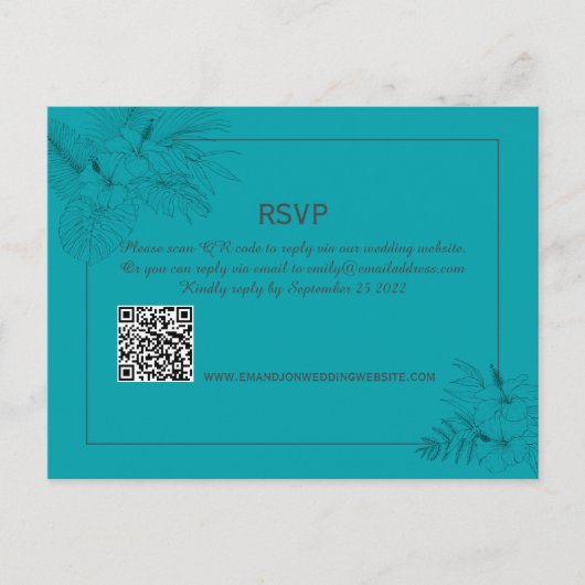 トロピカルビーチボホサマーQRコードRSVPポストカード ポストカード (正面)