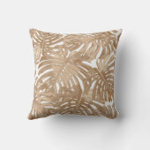 トロピカルビーチボホブラウンホワイトパーム葉ズ クッション (裏面)