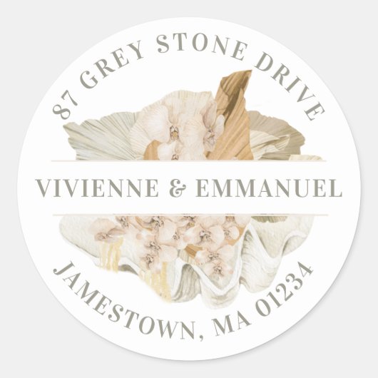 トロピカルビーチボホ差出人住所ラベル ラウンドシール (正面)