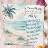 トロピカルビーチモダン葬儀記念祈りの言葉カード