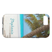 トロピカルビーチモノグラムパームツリーターコイズ クール Case-Mate iPhoneケース (裏面(横))