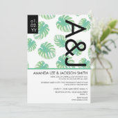 トロピカルビーチモンステラグリーン結婚ブラックズインビタ 招待状 (スタンド正面)