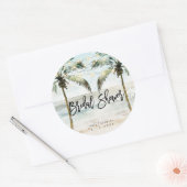 トロピカルビーチヤシブライダルシャワーシール ラウンドシール (封筒)