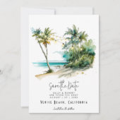 トロピカルビーチライトが日付カードを保存 サンキューカード (正面)