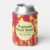 トロピカルビーチリゾートウィズパームツリーズデザイン 缶クーラー (缶正面)