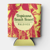 トロピカルビーチリゾートウィズパームツリーズデザイン 缶クーラー (正面)