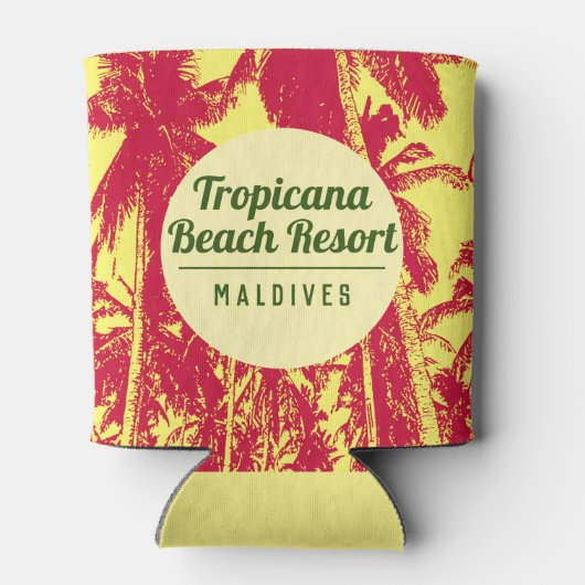 トロピカルビーチリゾートウィズパームツリーズデザイン 缶クーラー (裏面)