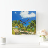 トロピカルビーチリゾートベリーズ スクエア壁時計 (ホーム)