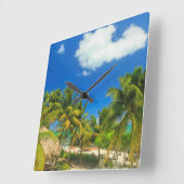 トロピカルビーチリゾートベリーズ スクエア壁時計 (傾斜)