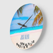 トロピカルビーチリラックスジャスト- ラージ壁時計 (傾斜)
