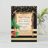 トロピカルビーチルアウ ブラックゴールド ブライダルシャワー 招待状 (スタンド正面)