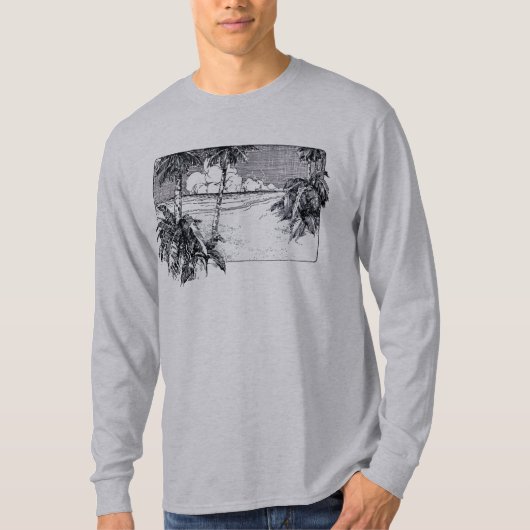 トロピカルビーチヴィンテージパームツリーズティー Tシャツ (正面)