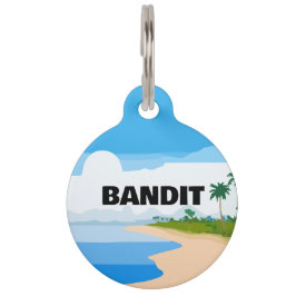 トロピカルビーチ丸型ペットタグ ペット　ネームタグ