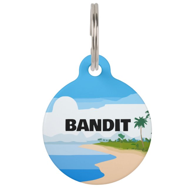 トロピカルビーチ丸型ペットタグ ペット　ネームタグ (正面)