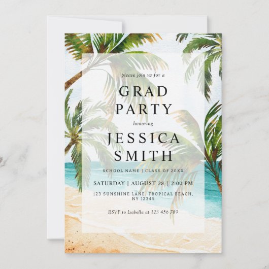 トロピカルビーチ卒業パーティー 招待状 (正面)