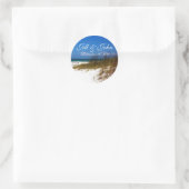 トロピカルビーチ名と日付結婚のステッカー ラウンドシール (バッグ)