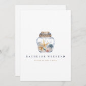 トロピカルビーチ学士号ウィークエンド招待状カード 招待状 (正面/裏面)