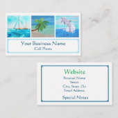 トロピカルビーチ帆船パームツリードルフィン海 名刺 (正面/裏面)