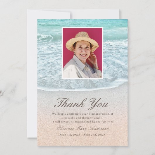 トロピカルビーチ悔やみや弔慰メモリアルありがとう写真 招待状 (正面)
