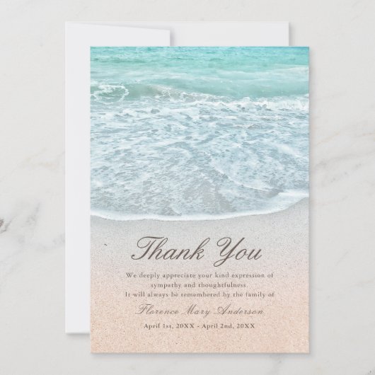 トロピカルビーチ悔やみや弔慰メモリアルサンキューカード 招待状 (正面)