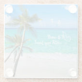 トロピカルビーチ感動的パームズイットは穏やかである ガラスコースター (裏面)