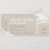 トロピカルビーチ搭乗パスピンク誕生日旅行 招待状 (正面/裏面)