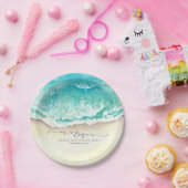 トロピカルビーチ新郎新婦の結婚式 ペーパープレート (パーティー)