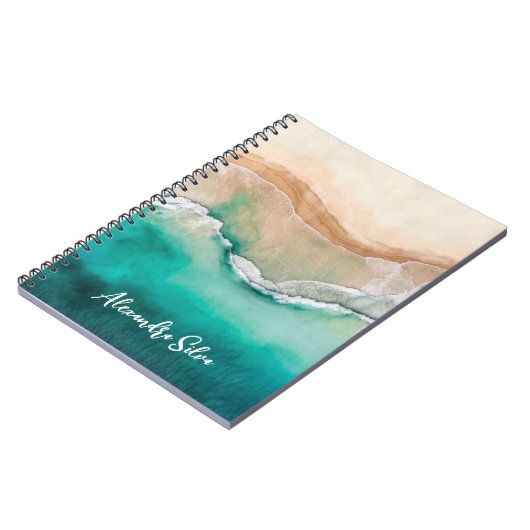 トロピカルビーチ海ウォーターカラーネームビーチハウス ノートブック (左側)
