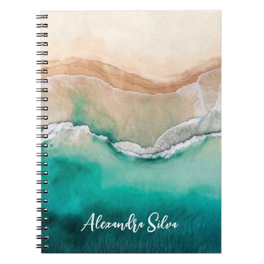 トロピカルビーチ海ウォーターカラーネームビーチハウス ノートブック (正面)