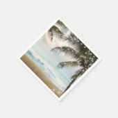 トロピカルビーチ海パームツリーズ&ライツ結婚ズ スタンダードカクテルナプキン (角)