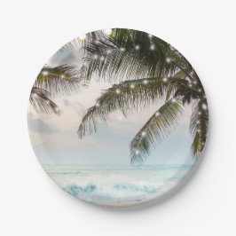 トロピカルビーチ海パームツリーズ&ライツ結婚ズ ペーパープレート