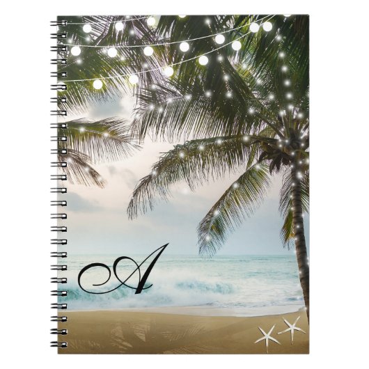 トロピカルビーチ海パームツリーズ&ライト ノートブック (正面)