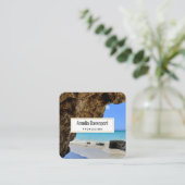 トロピカルビーチ海岸と大きな岩 スクエア名刺 (スタンド正面)