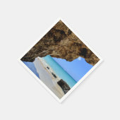 トロピカルビーチ海岸と大きな岩 スタンダードカクテルナプキン (角)