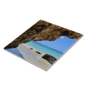 トロピカルビーチ海岸と大きな岩 タイル (側面)