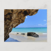 トロピカルビーチ海岸と大きな岩 ポストカード (正面)