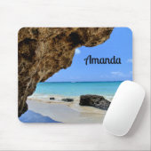 トロピカルビーチ海岸と大きな岩 マウスパッド (マウス)