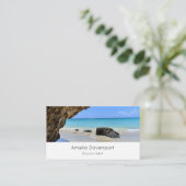 トロピカルビーチ海岸と大きな岩 名刺 (スタンド正面)