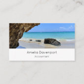 トロピカルビーチ海岸と大きな岩 名刺 (正面)