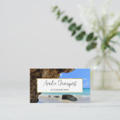 トロピカルビーチ海岸と大きな岩 名刺 (スタンド正面)