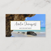 トロピカルビーチ海岸と大きな岩 名刺 (正面)