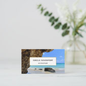 トロピカルビーチ海岸と大きな岩 名刺 (スタンド正面)