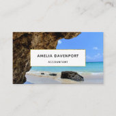 トロピカルビーチ海岸と大きな岩 名刺 (正面)