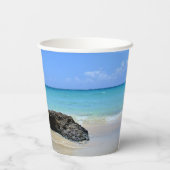 トロピカルビーチ海岸と大きな岩 紙コップ (裏面)
